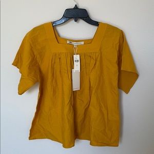 NWT FRYE X Anthropologie square neck yellow blouse